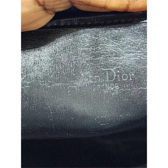 Authentic CHRISTIAN DIOR Vintage Monogram Wristlet Clutch Navy Blue/Beige - Picture 10 of 14